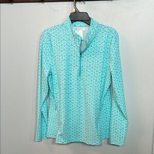 NWT Sigrid Olsen Aqua Patterned Long Sleeve Jacket SPF 50